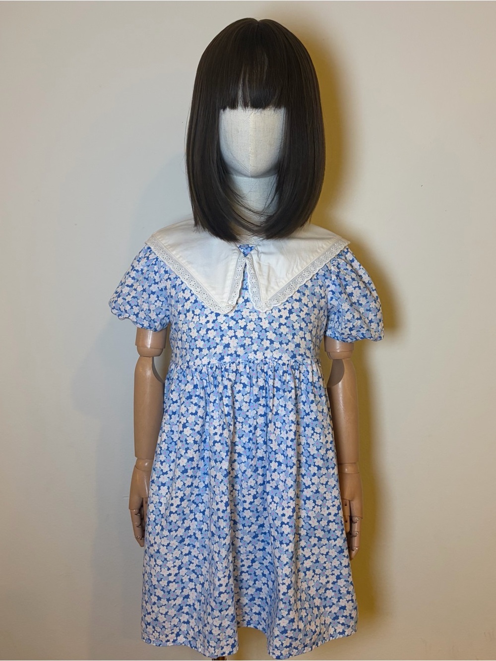 LC Waikiki Girls Blue Floral Dress w/ Lace Collar Size 7-8Y